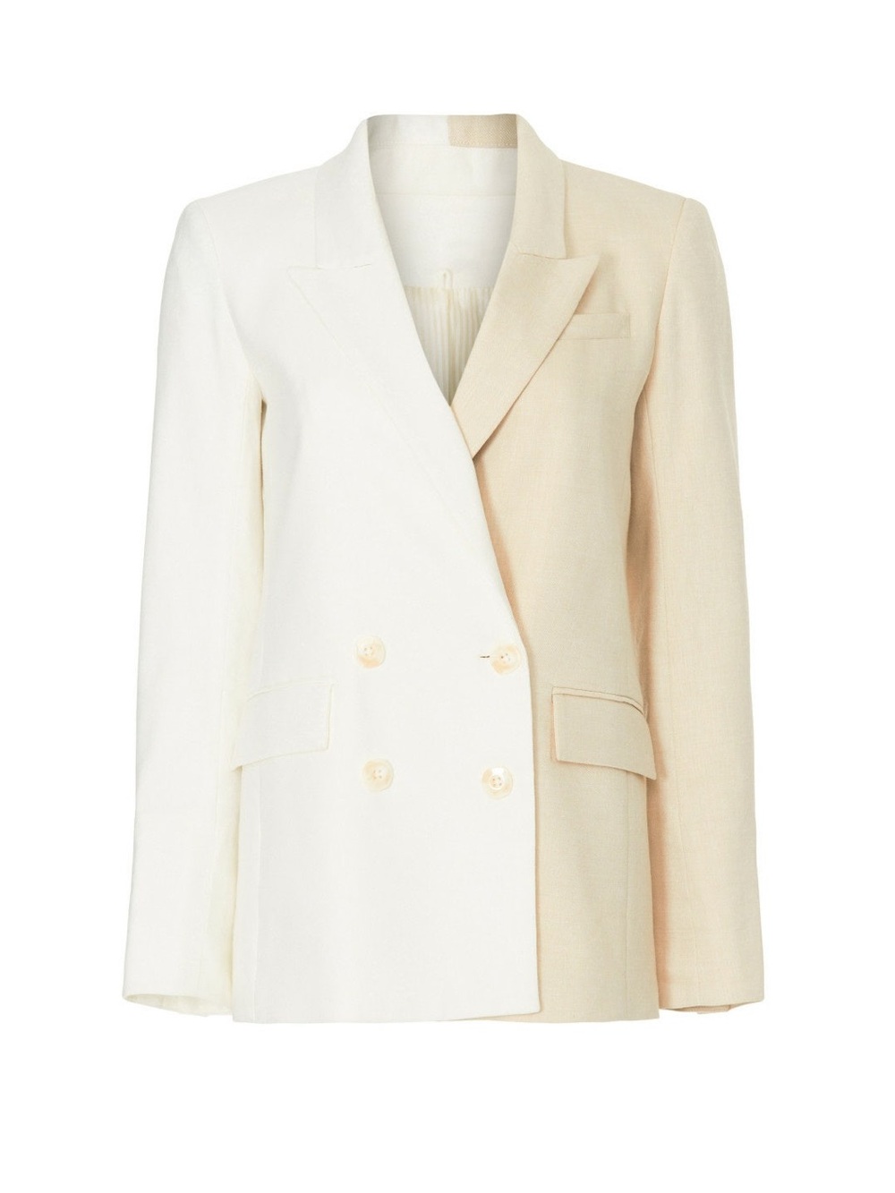 Veronica Beard Two-Tone Cream and White Double-Breasted Blazer